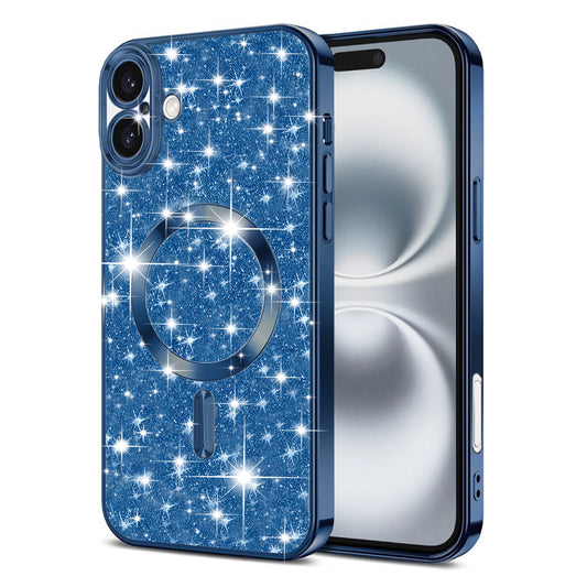 Калъф MagSafe за Apple iPhone 16, Techsuit, Luxury Glitter, Тъмносин