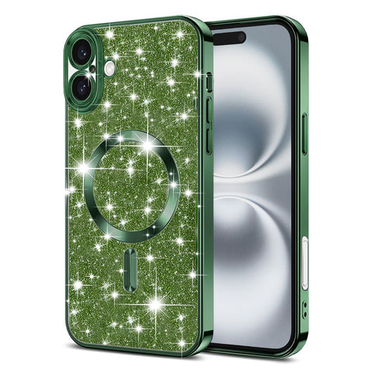 Калъф MagSafe за Apple iPhone 16, Techsuit, Luxury Glitter, Тъмнозелен