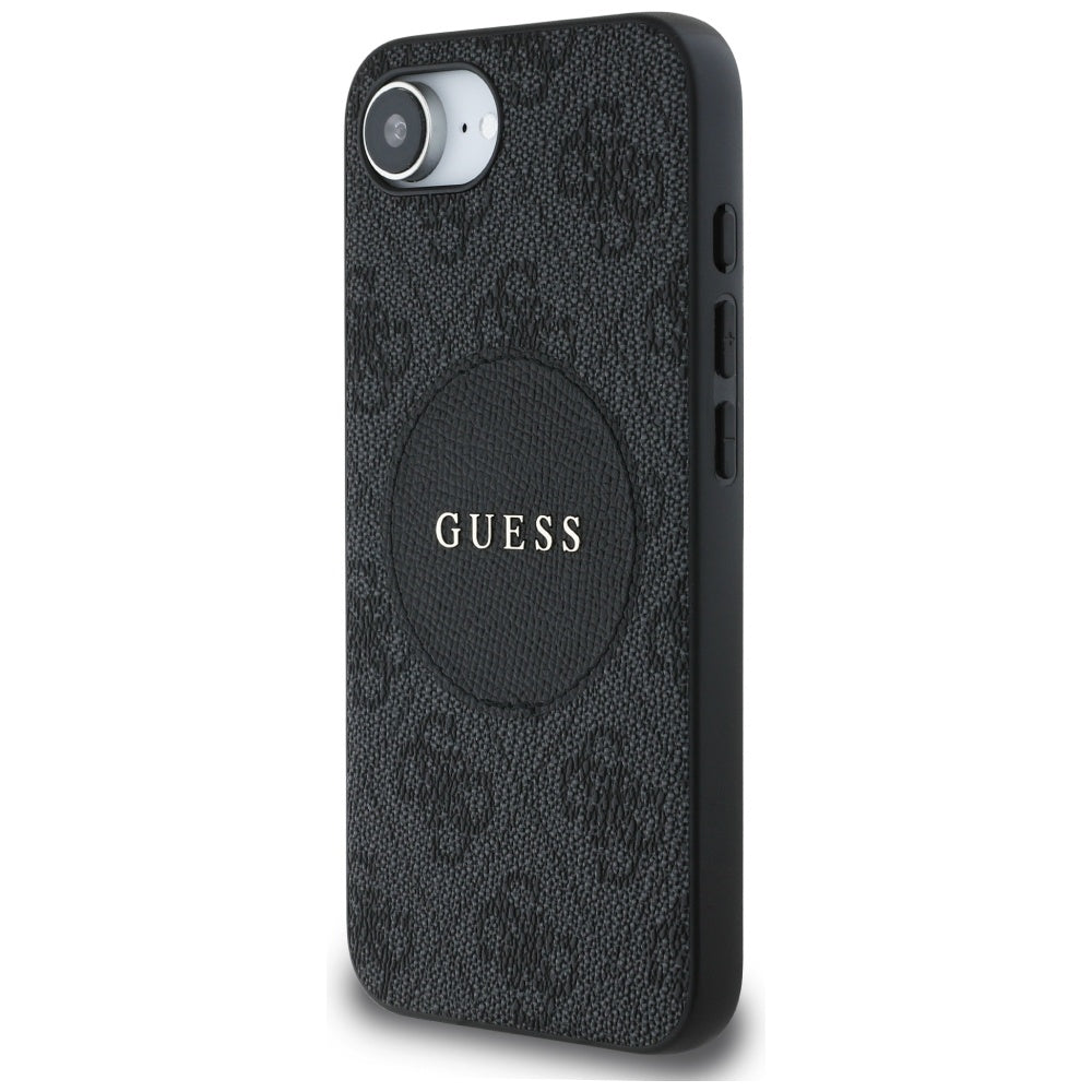 Калъф MagSafe за Apple iPhone 16e, Guess, 4G Circle Classic Logo, Черен