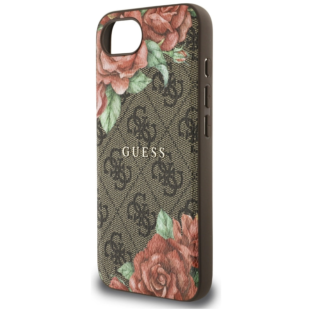 Калъф MagSafe за Apple iPhone 16e, Guess, 4G Flowers Print, Кафяв