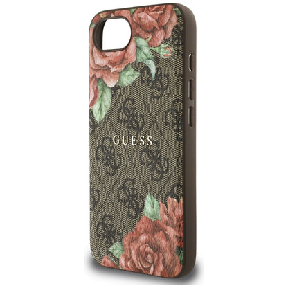 Калъф MagSafe за Apple iPhone 16e, Guess, 4G Flowers Print, Кафяв