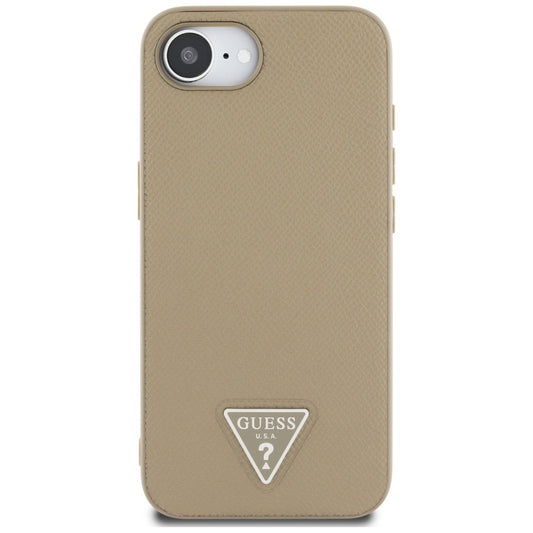 Калъф MagSafe за Apple iPhone 16e, Guess, Grained Triangle Logo, Кафяв