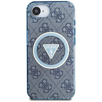 Калъф MagSafe за Apple iPhone 16e, Guess, IML Glitter 4G Circle Triangle, Син