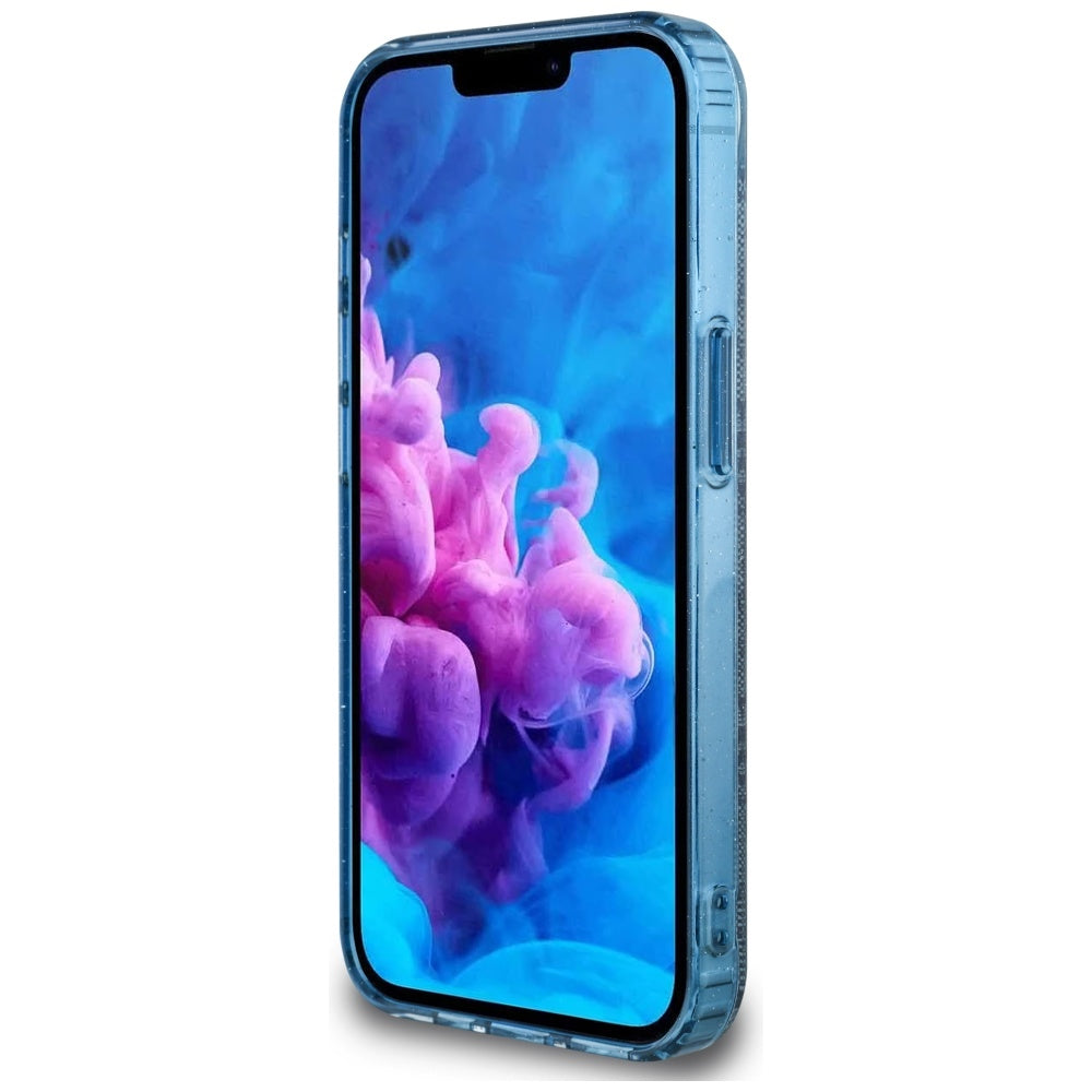 Калъф MagSafe за Apple iPhone 16e, Guess, IML Glitter 4G Circle Triangle, Син