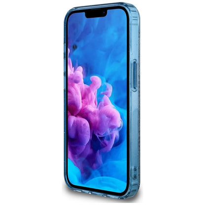 Калъф MagSafe за Apple iPhone 16e, Guess, IML Glitter 4G Circle Triangle, Син