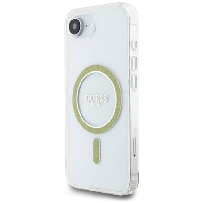Калъф MagSafe за Apple iPhone 16e, Guess, IML Glitter Circle, Прозрачен