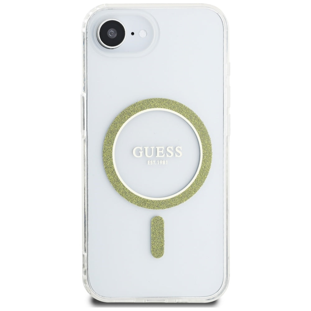 Калъф MagSafe за Apple iPhone 16e, Guess, IML Glitter Circle, Прозрачен