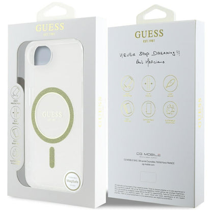 Калъф MagSafe за Apple iPhone 16e, Guess, IML Glitter Circle, Прозрачен