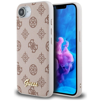 Калъф MagSafe за Apple iPhone 16e, Guess, Peony Script, Кафяв