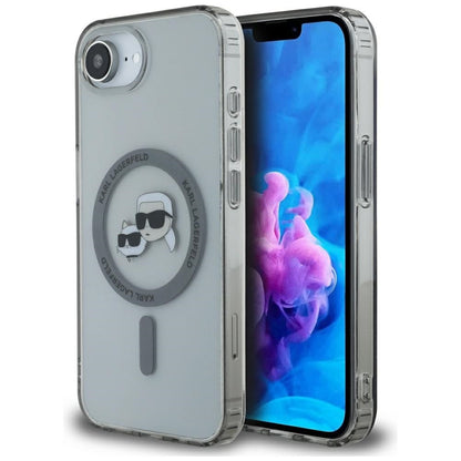 Калъф MagSafe за Apple iPhone 16e, Karl Lagerfeld, IML Metal Karl & Choupette's Heads, Черен