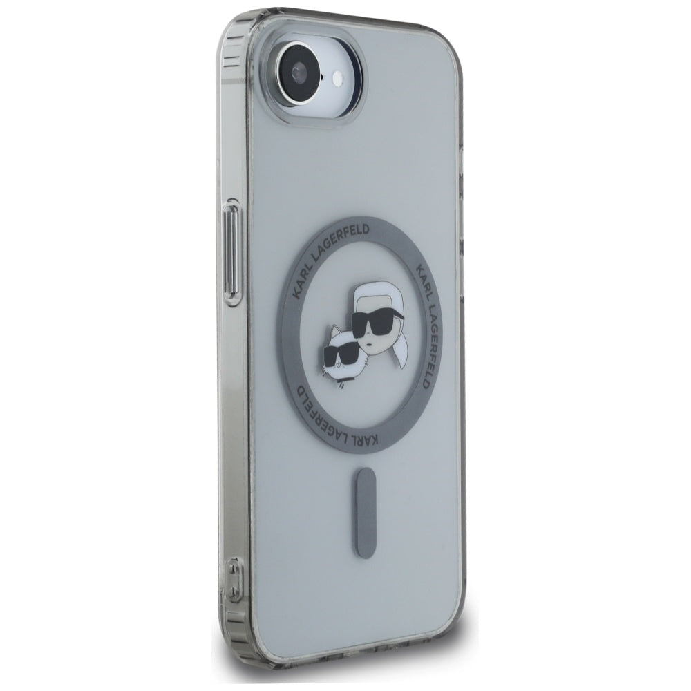 Калъф MagSafe за Apple iPhone 16e, Karl Lagerfeld, IML Metal Karl & Choupette's Heads, Черен