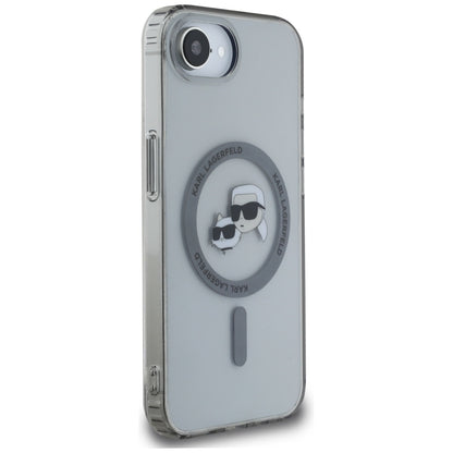 Калъф MagSafe за Apple iPhone 16e, Karl Lagerfeld, IML Metal Karl & Choupette's Heads, Черен