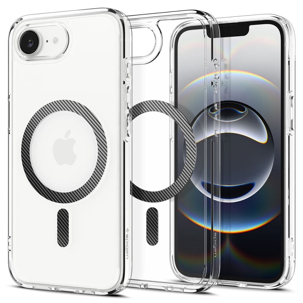 Калъф MagSafe за Apple iPhone 17e / 16e, Spigen, Ultra Hybrid Carbon, Прозрачен