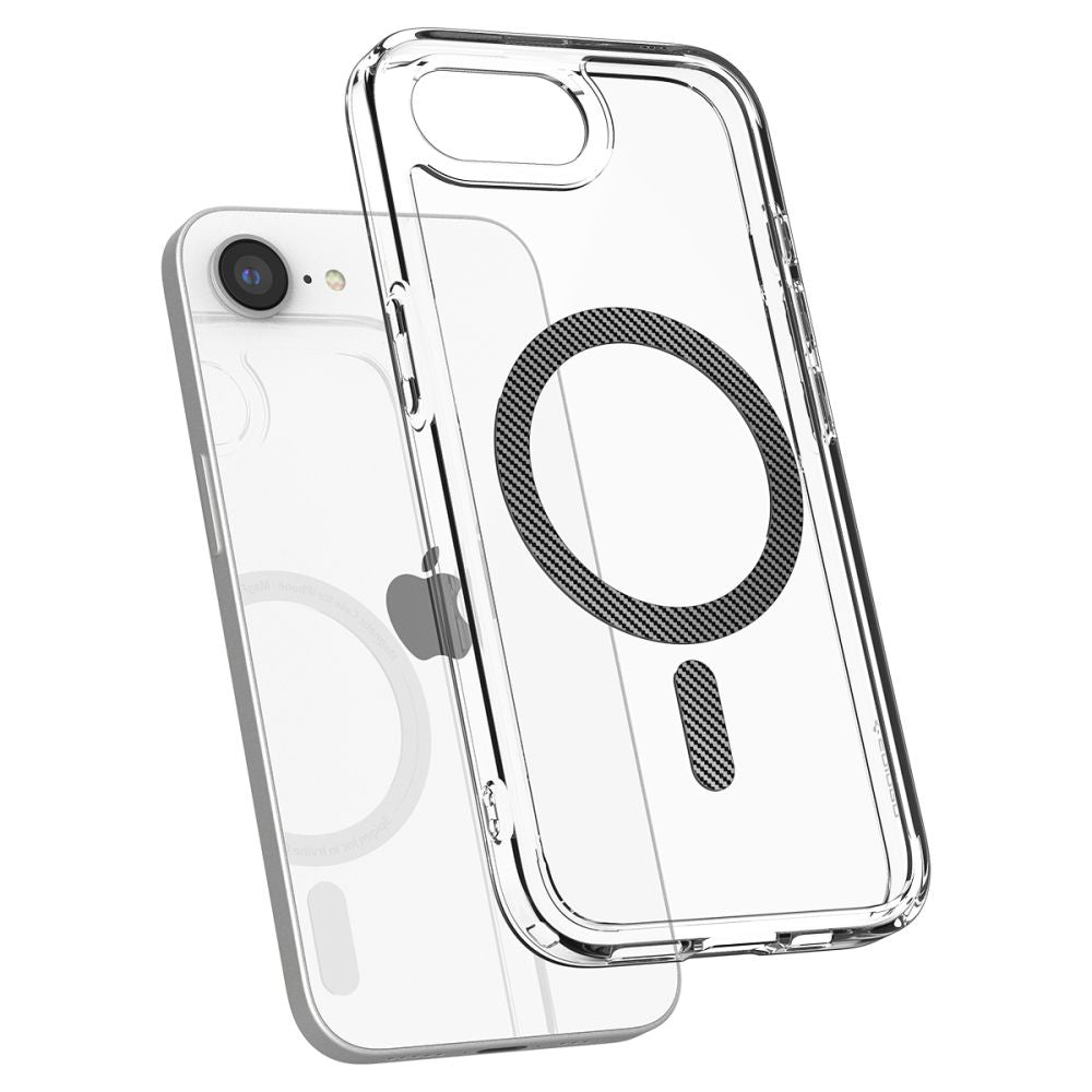 Калъф MagSafe за Apple iPhone 17e / 16e, Spigen, Ultra Hybrid Carbon, Прозрачен