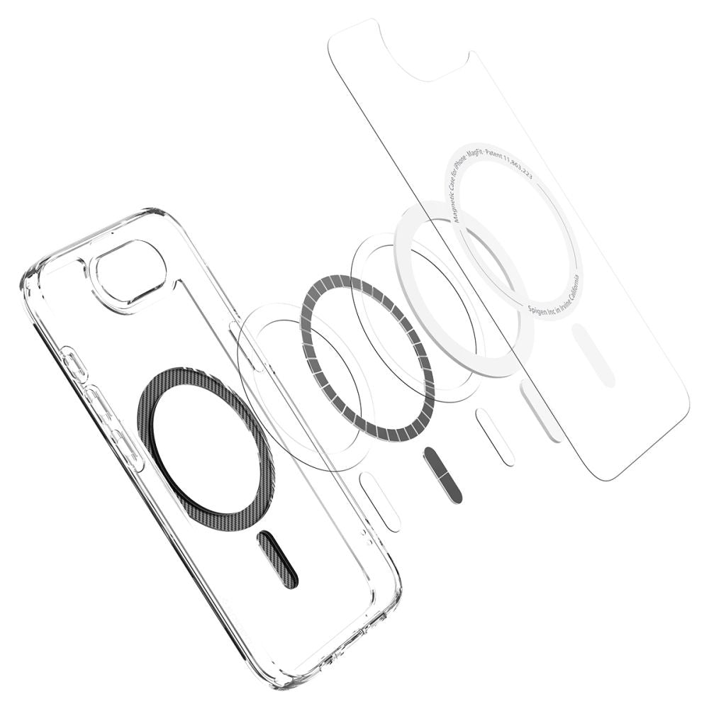 Калъф MagSafe за Apple iPhone 17e / 16e, Spigen, Ultra Hybrid Carbon, Прозрачен
