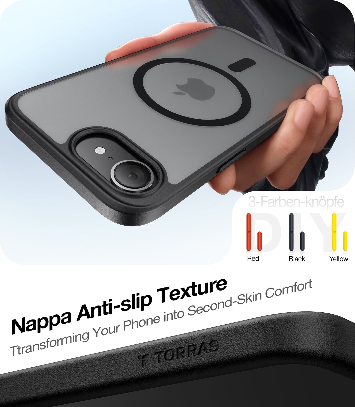 Калъф MagSafe за Apple iPhone 17e / 16e, Torras, Guardian, Черен