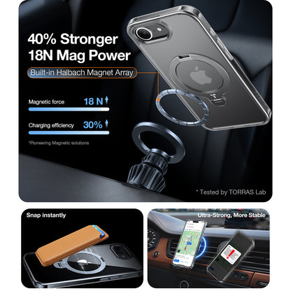 Калъф MagSafe за Apple iPhone 17e / 16e, Torras, Ostand Spin, Прозрачен