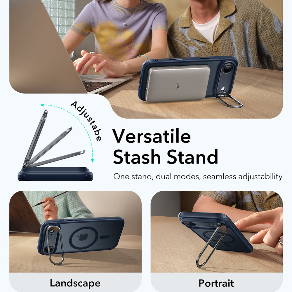 Калъф MagSafe за Apple iPhone 17 Air, ESR, Classic Hybrid Kickstand, Сатенено син