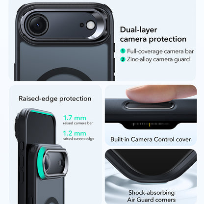 Калъф MagSafe за Apple iPhone 17 Air, ESR, Classic Hybrid Kickstand, Сатенено черен