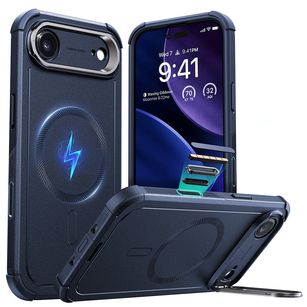 Калъф MagSafe за Apple iPhone 17 Air, ESR, Cyber Armor Kickstand, Син