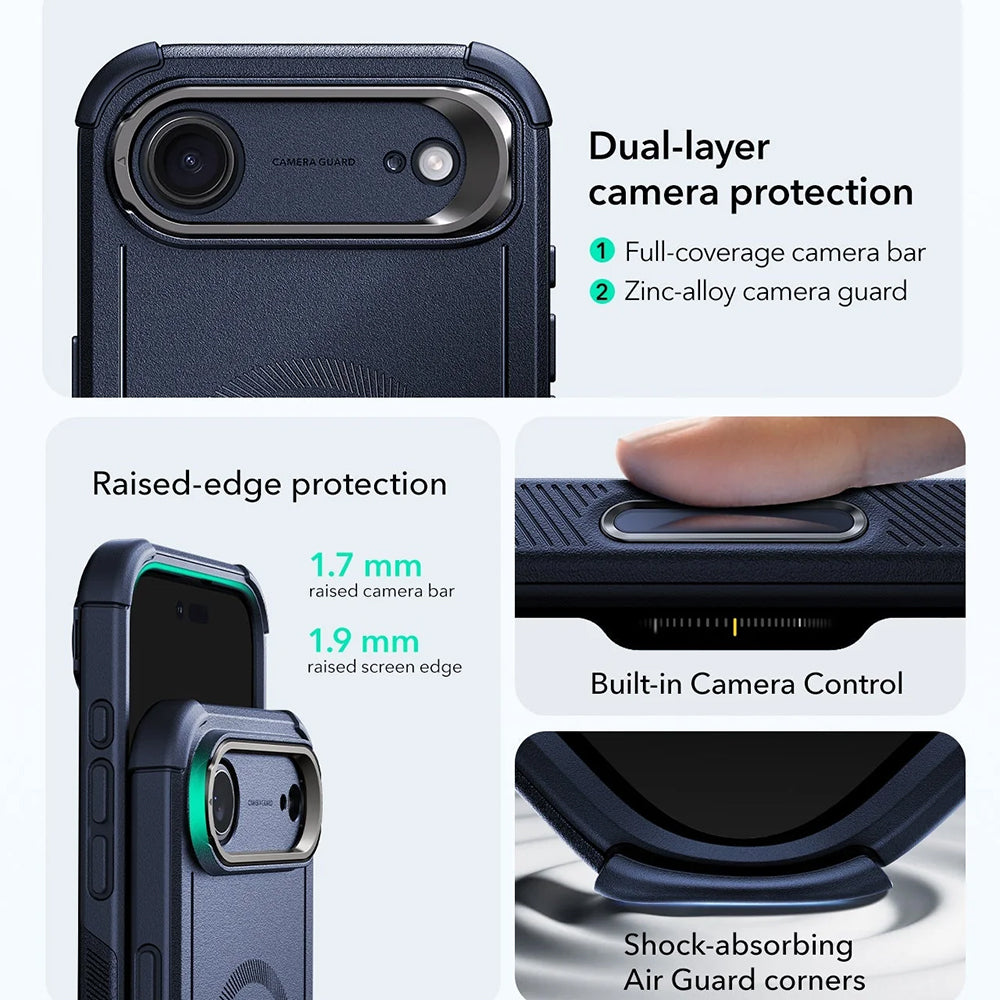 Калъф MagSafe за Apple iPhone 17 Air, ESR, Cyber Armor Kickstand, Син