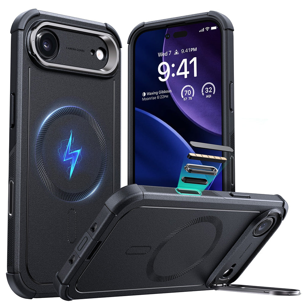 Калъф MagSafe за Apple iPhone 17 Air, ESR, Cyber Armor Kickstand, Черен