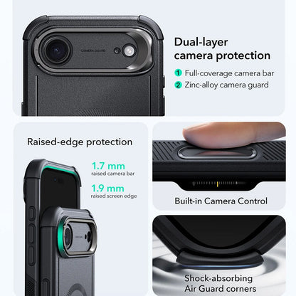 Калъф MagSafe за Apple iPhone 17 Air, ESR, Cyber Armor Kickstand, Черен