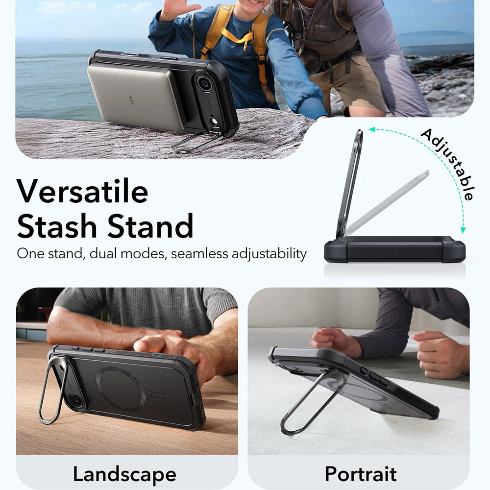Калъф MagSafe за Apple iPhone 17 Air, ESR, Cyber Armor Kickstand, Черен