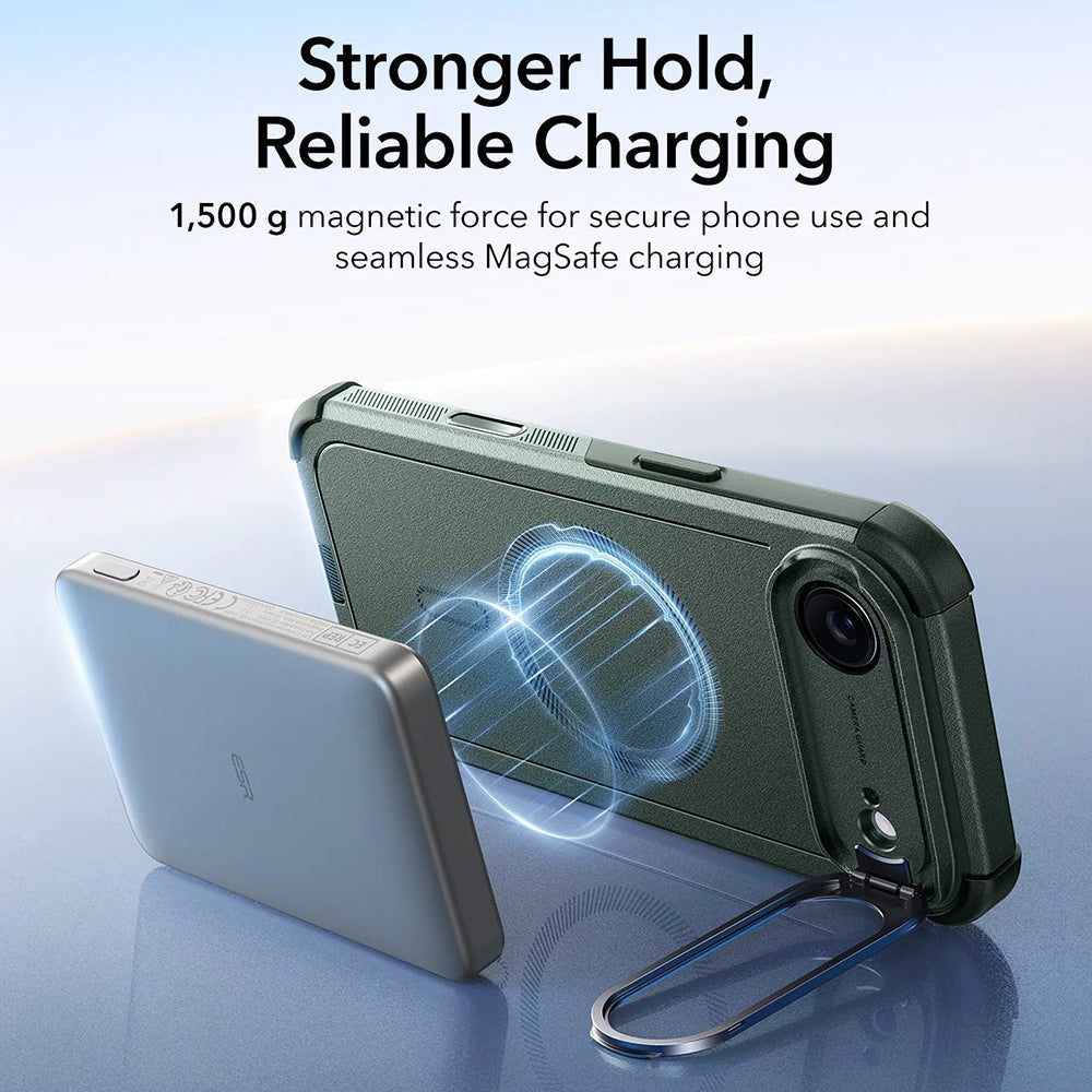 Калъф MagSafe за Apple iPhone 17 Air, ESR, Cyber Armor Kickstand, Зелен