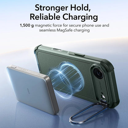 Калъф MagSafe за Apple iPhone 17 Air, ESR, Cyber Armor Kickstand, Зелен
