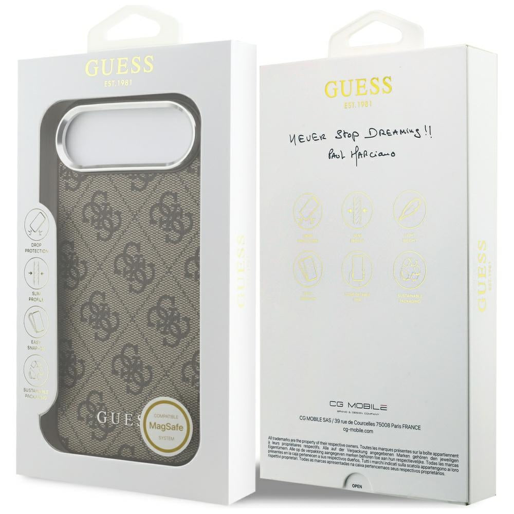 Калъф MagSafe за Apple iPhone 17 Air, Guess, 4G Classic Logo, Кафяв