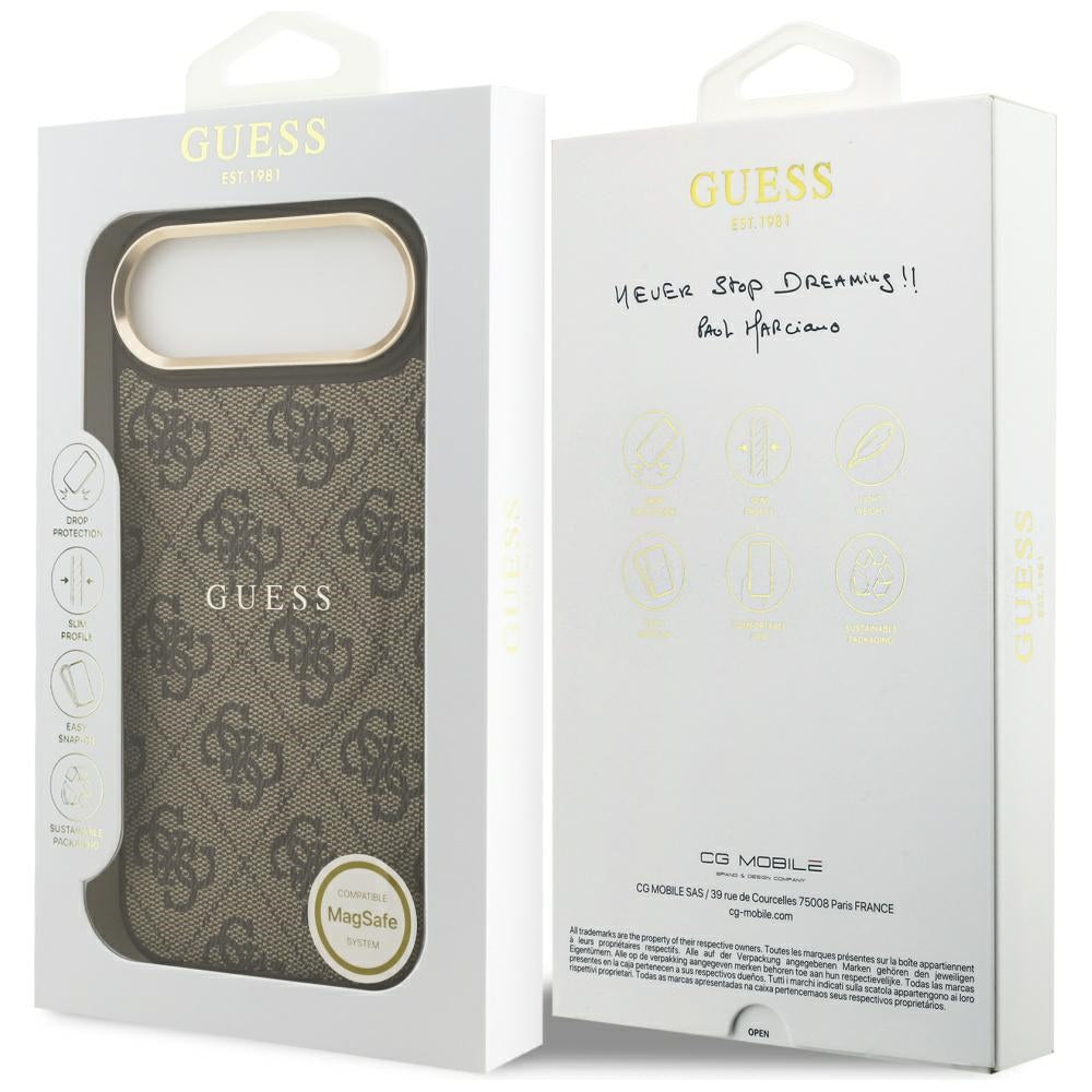 Калъф MagSafe за Apple iPhone 17 Air, Guess, 4G Classic, Кафяв