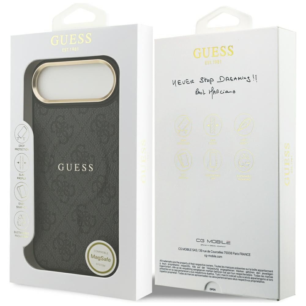 Калъф MagSafe за Apple iPhone 17 Air, Guess, 4G Classic, Черен
