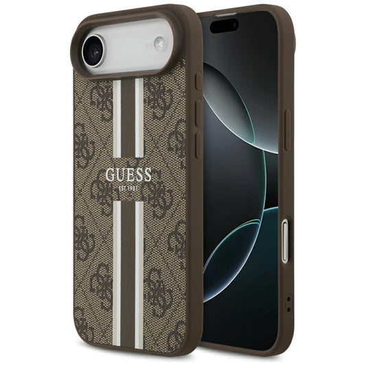 Калъф MagSafe за Apple iPhone 17 Air, Guess, 4G Printed Stripes, Кафяв