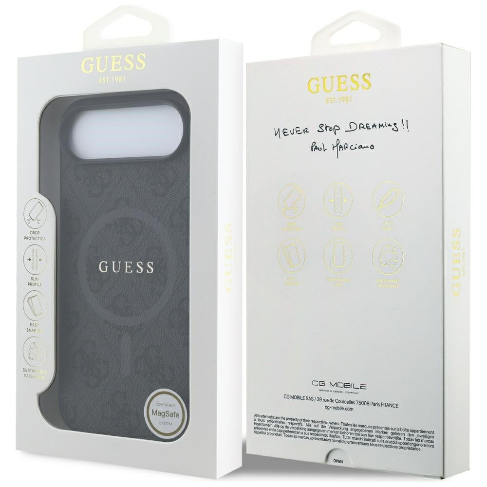 Калъф MagSafe за Apple iPhone 17 Air, Guess, 4G Ring Classic Logo, Черен