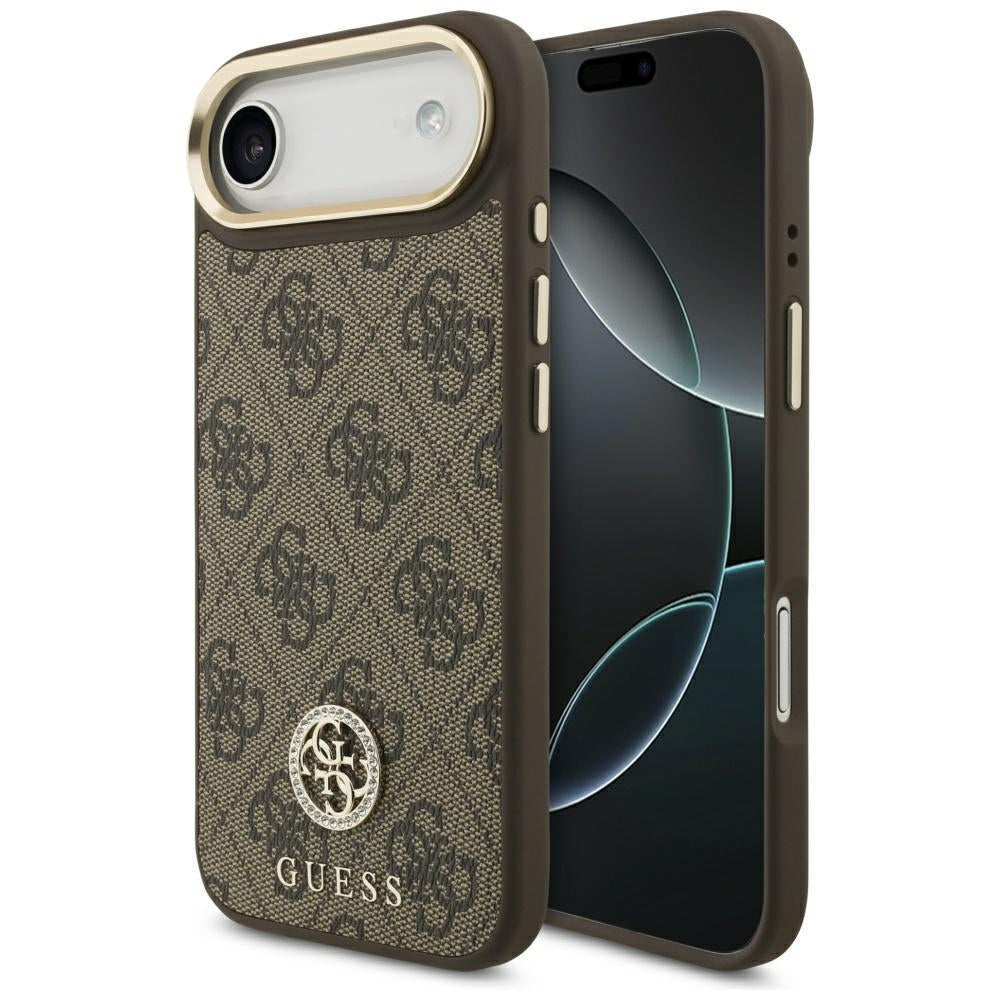Калъф MagSafe за Apple iPhone 17 Air, Guess, 4G Strass Logo, Кафяв