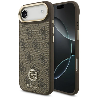 Калъф MagSafe за Apple iPhone 17 Air, Guess, 4G Strass Logo, Кафяв