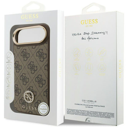 Калъф MagSafe за Apple iPhone 17 Air, Guess, 4G Strass Logo, Кафяв