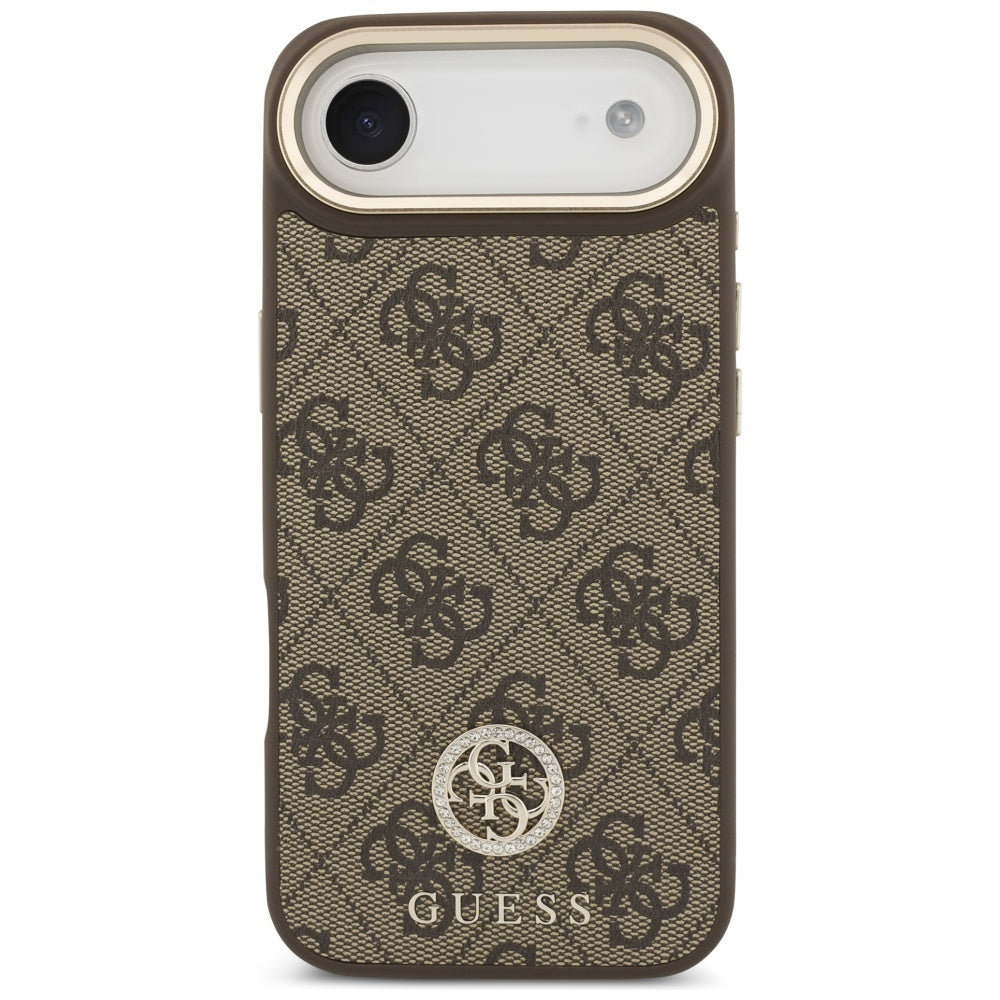 Калъф MagSafe за Apple iPhone 17 Air, Guess, 4G Strass Logo with Big Strap, Кафяв