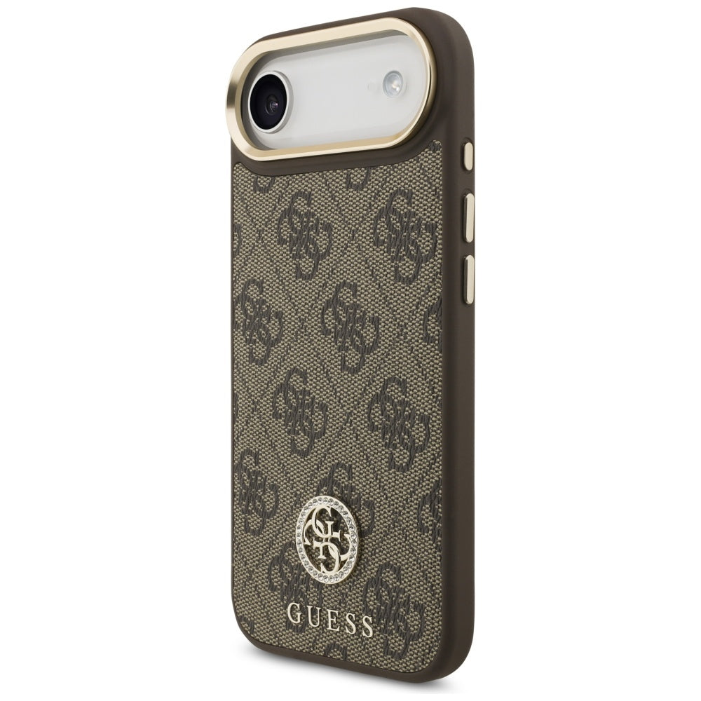 Калъф MagSafe за Apple iPhone 17 Air, Guess, 4G Strass Logo with Big Strap, Кафяв