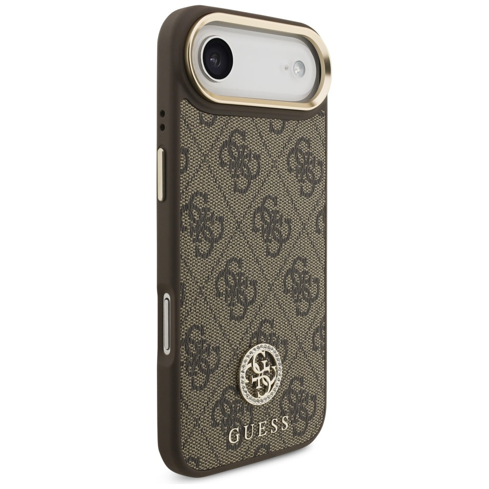 Калъф MagSafe за Apple iPhone 17 Air, Guess, 4G Strass Logo with Big Strap, Кафяв