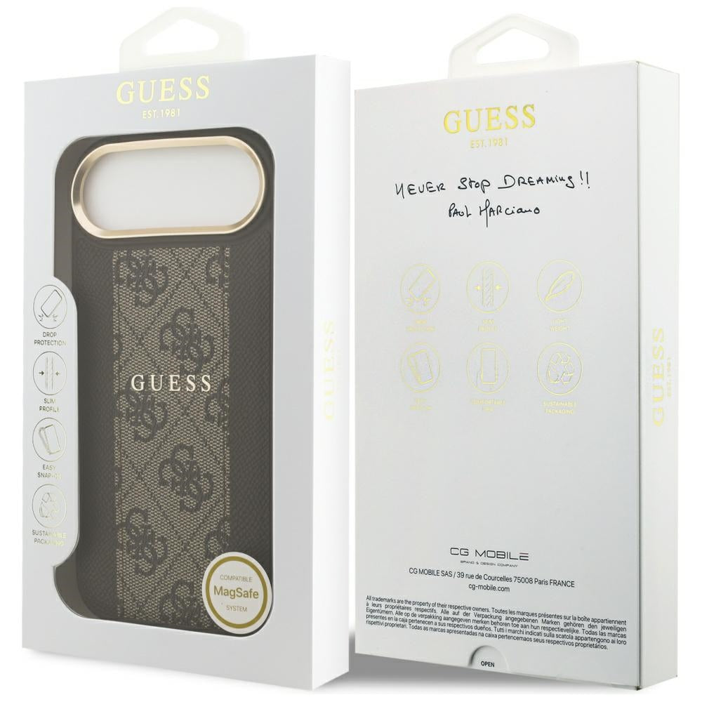 Калъф MagSafe за Apple iPhone 17 Air, Guess, 4G Stripe, Кафяв