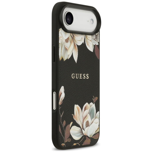 Калъф MagSafe за Apple iPhone 17 Air, Guess, Grained Flowers, Черен