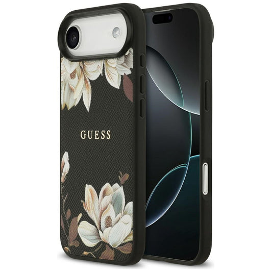 Калъф MagSafe за Apple iPhone 17 Air, Guess, Grained Flowers, Черен
