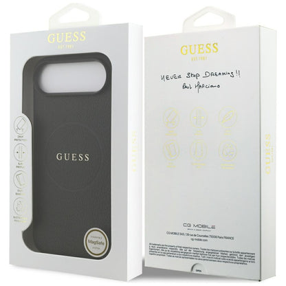 Калъф MagSafe за Apple iPhone 17 Air, Guess, Grained Gold Ring, Черен