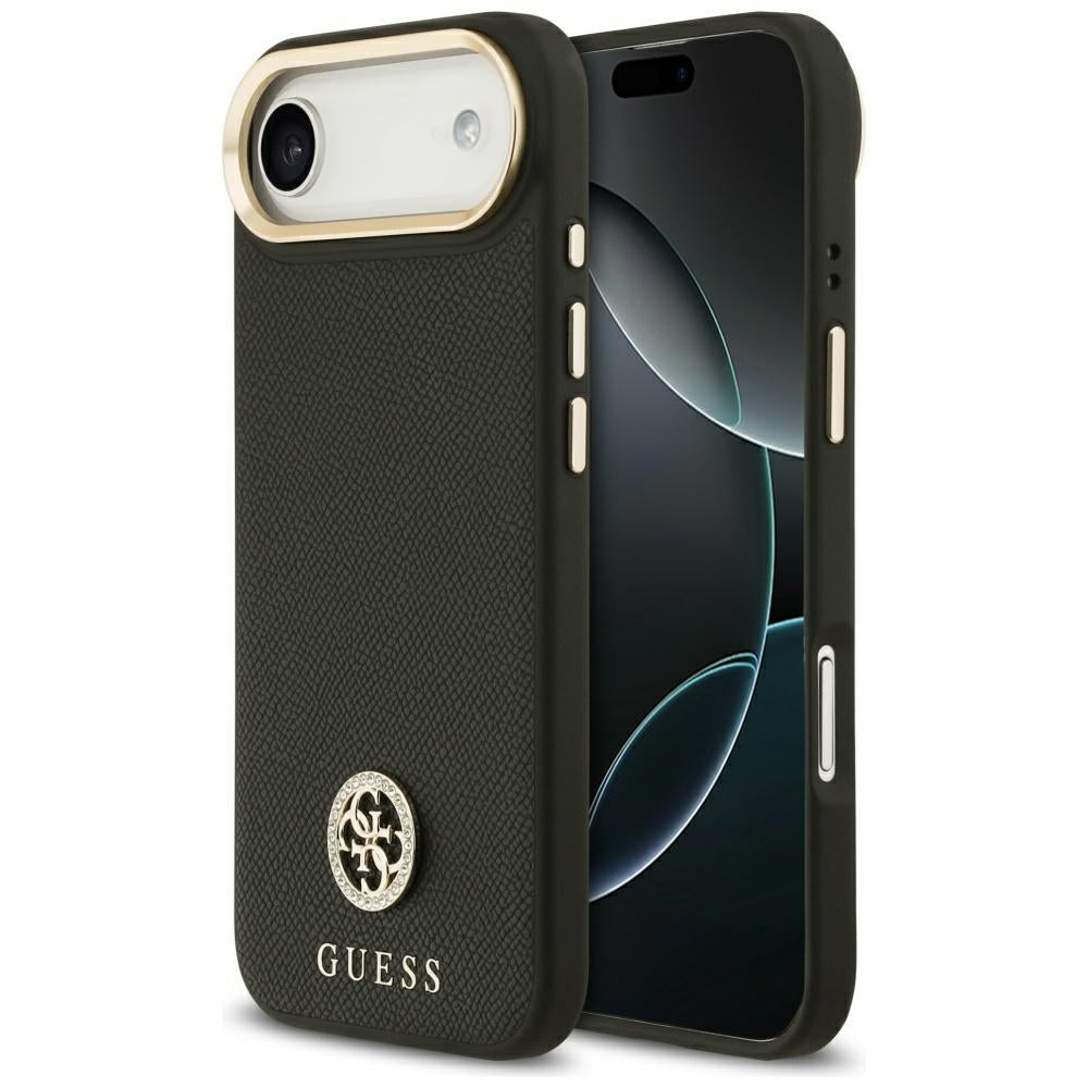Калъф MagSafe за Apple iPhone 17 Air, Guess, Grained Strass Logo, Черен