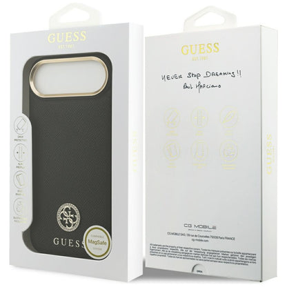 Калъф MagSafe за Apple iPhone 17 Air, Guess, Grained Strass Logo, Черен