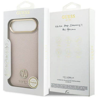 Калъф MagSafe за Apple iPhone 17 Air, Guess, Grained Strass Logo, Розов