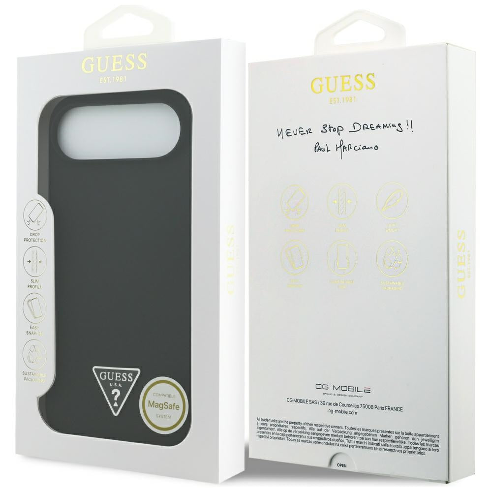 Калъф MagSafe за Apple iPhone 17 Air, Guess, Triangle Logo, Черен
