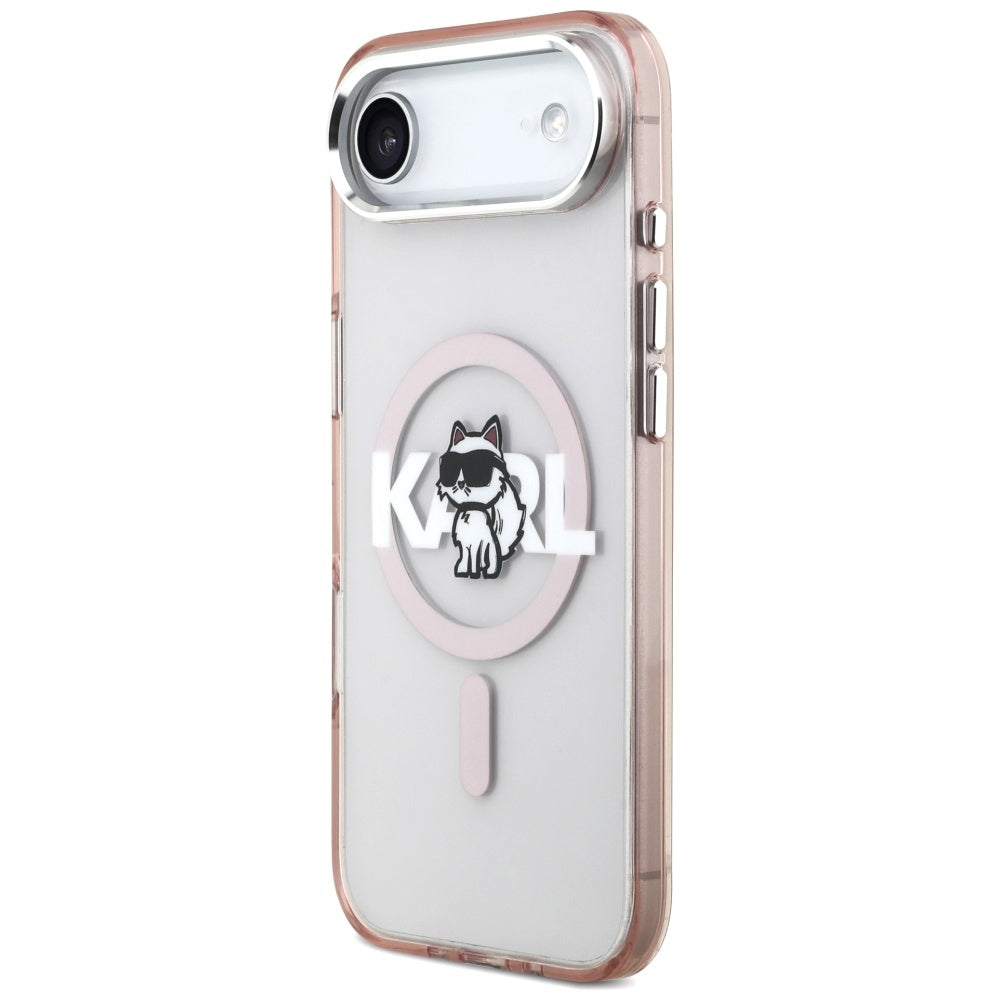 Калъф MagSafe за Apple iPhone 17 Air, Karl Lagerfeld, IML Sketch Logo Choupette, Розов